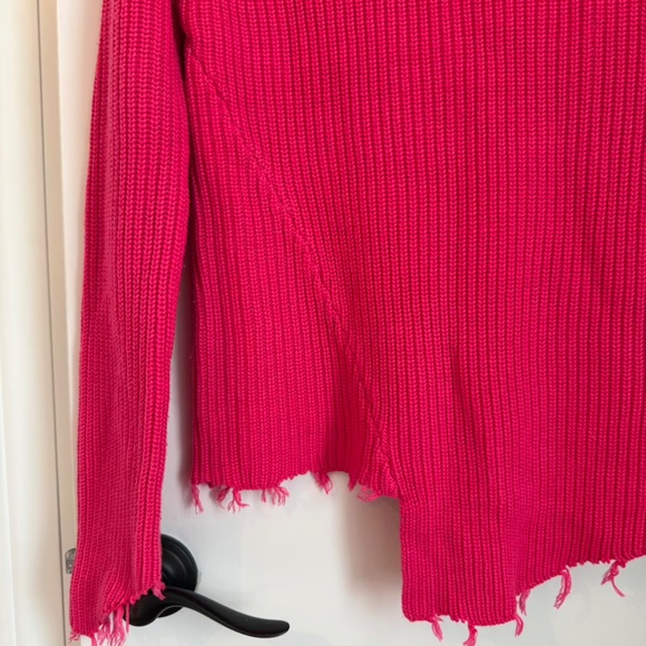 For the Republic Bright Hot Pink Frayed Distressed Sweater Small - Picture 4 of 5